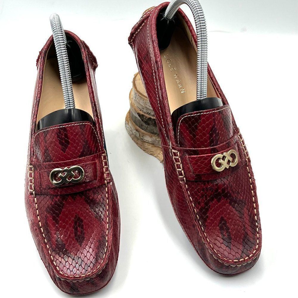 Cole Haan Leather Snakeskin Print Driver